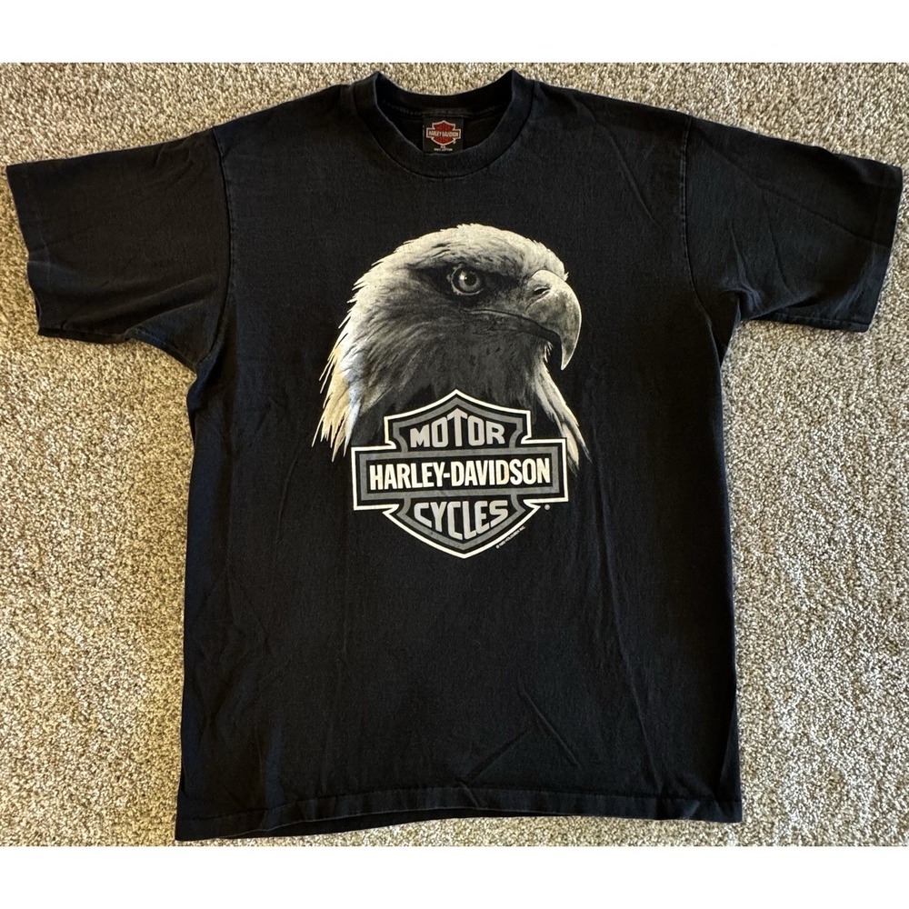 Vintage 1993 Harley Davidson T-Shirt Mens XL Bald Eagle Head Glendale Holoubek